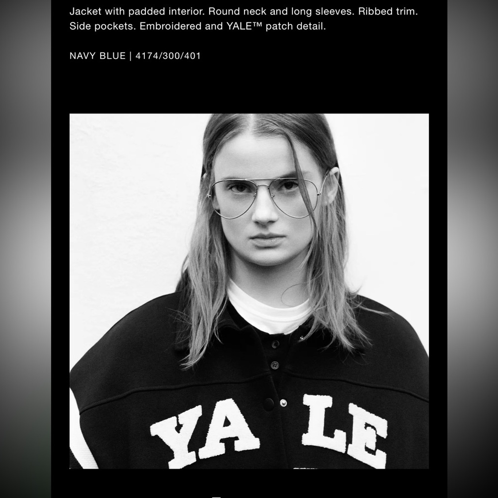 Zara “YALE” Navy and White Bomber Jacket - Picture 6 of 7